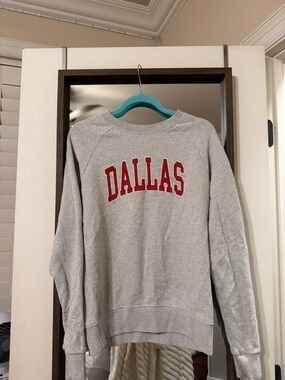 Brandy Dallas Appliqué Crewneck Sweatshirt - Gray with Red